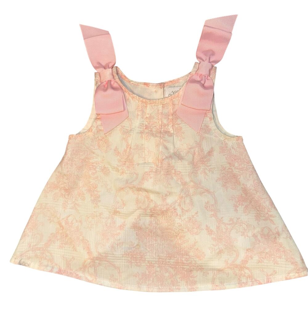 Heirlooms Cottage Bow Dress Baby Sz 3-6 Months Girly Pink Victorian Style Floral